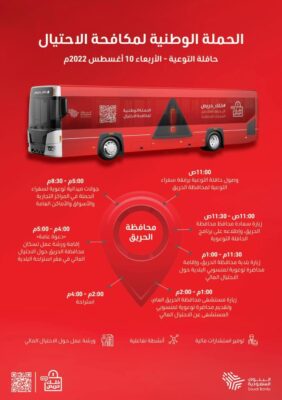 ” محافظة الحريق ” تستقبل حافلة مكافحة الاحتيال “خلك حريص ” غداً الاربعاء