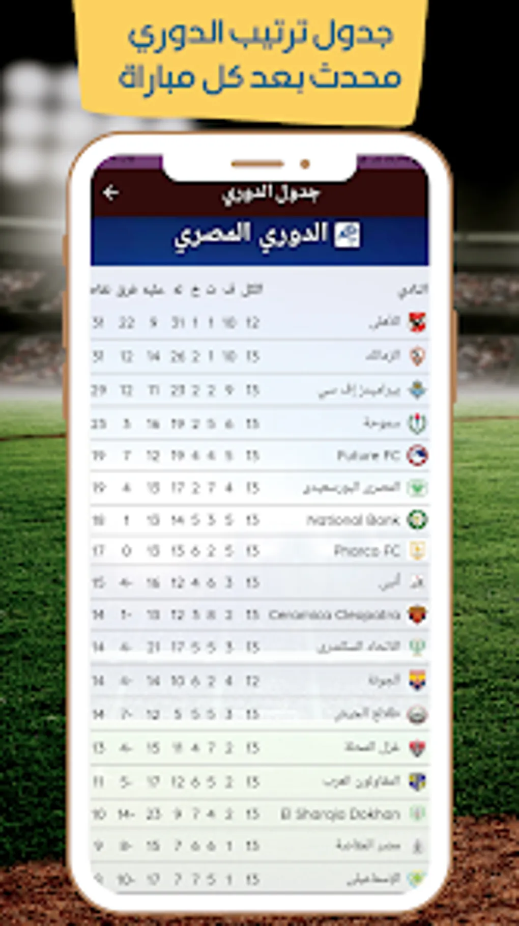 ترتيب الدوري المصري — SA news