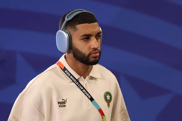 HOUSTON, TEXAS - JULY 04: Ismael Saibari #11 of Morocco arrives at the stadium before the FIFA World Cup 2026 Round of 16 match between Canada and Morocco at Houston Stadium on July 04, 2026 in Houston, Texas. Kevin C. Cox/Getty Images/AFP (Photo by Kevin C. Cox / GETTY IMAGES NORTH AMERICA / Getty Images via AFP)